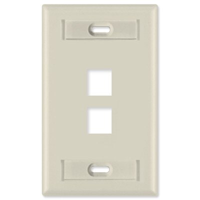 Leviton QuickPort Wallplate, 1-Gang, 2-Port (with ID Window), Light Almond